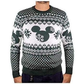 Suéter de Navidad Mickey y Minnie - Verde/Blanco - Hombre - S a XXL