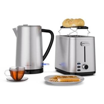 Set Básico de Desayuno Klarstein Verosteel | Tostadora 2 Ranuras & Hervidor Acero Inoxidable 1,7 l