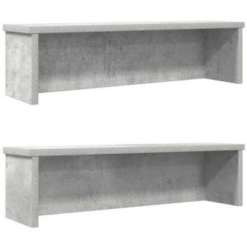 Stackable Kitchen Racks - 2 pcs Concrete Grey 60x15x16 cm - Durable Engineered Wood Organizer