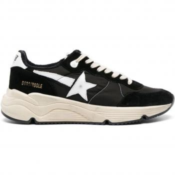 Golden Goose Men's Running Sole Sneakers in Black, Size 42, GMF00272F00475680203, Male, Black Running Sneakers with Nylon Upper and Suede Toe