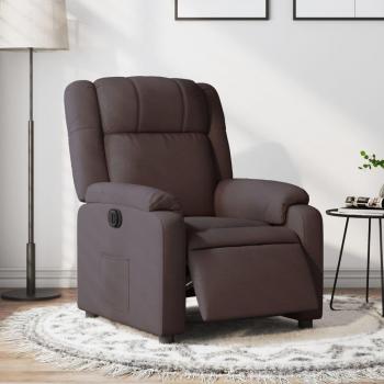 Sillón eléctrico reclinable marrón oscuro en tela con mecanismo de reclinado automático y tapizado en tela suave
