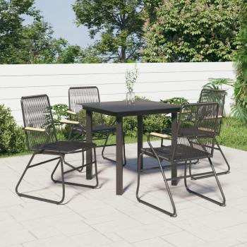 5-Piece Black PVC Rattan Garden Dining Set