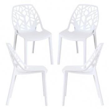 Pack 4 Sillas Hissar de Polipropileno - Estilo y Confort en Blanco
