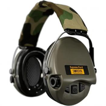 Sordin Supreme PRO-X Camo Gel Ear Protection Headset with Green Cups
