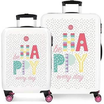 Enso Be Happy Juego de Maletas Rosa 55/68 cms Rígida ABS Cierre combinación 104L 4 Ruedas Dobles Equipaje de Mano