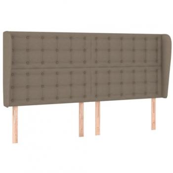 Cabecero con orejas de tela gris taupe 163x23x118/128 cm