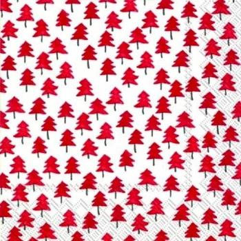 Twee árboles blanco rojo Navidad servilletas - 33 cm cuadrado 20 en unidades