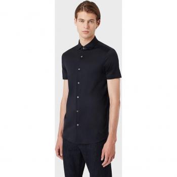 Emporio Armani Men's Short Sleeved Shirt 8N1CG0 in Marine, Color: Blue, Size: S