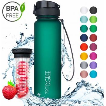 720°DGREE Botella de Agua uberBottle – 1 litro, 1l, 1000ml, Verde | Novedosa Botella Deportiva | Sin BPA | para niños, Fitness, Bicicleta, Deportes, fútbol, guardería, Escuela, pequeños, antigoteo