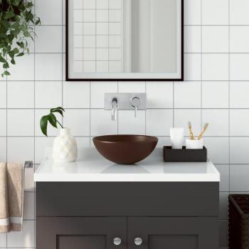 Lavabo redondo de cerámica marrón oscuro