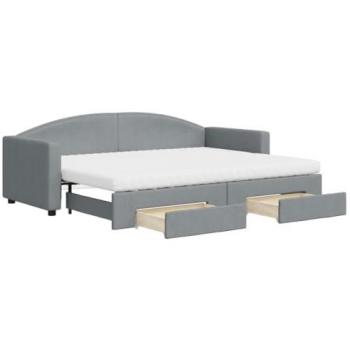 Sofá cama nido con cajones tela gris claro 80x200 cm
