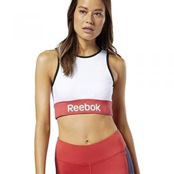 Reebok Linear Logo Cotton Bra Top, Mujer, Blanco, L