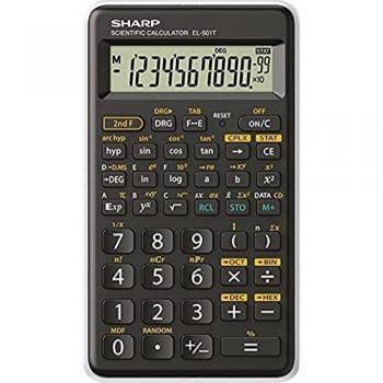 Calculadora Científica Sharp EL-501T 12 Dígitos Negra y Blanca, 146 Funciones