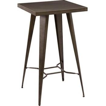 Mesa de bar cuadrada Rendez-Vous Déco de metal gris para 2 personas