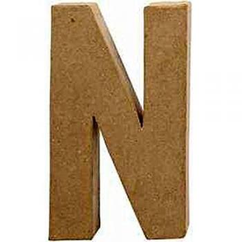 Letra de papel maché N, 20.2 cm de altura, 11.5 cm de ancho, grosor 2.5 cm, 1 pieza