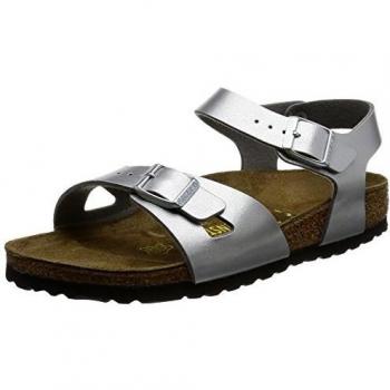 Birkenstock Kids Rio BF, Zuecos Niñas, Plateado, 30 EU