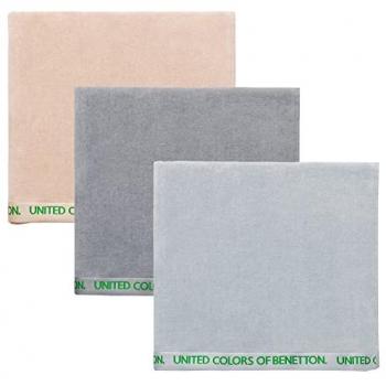 Juego de 3 Toallas de Baño Algodón Orgánico 90x160cm 450gsm Beige, Azul Oscuro y Gris