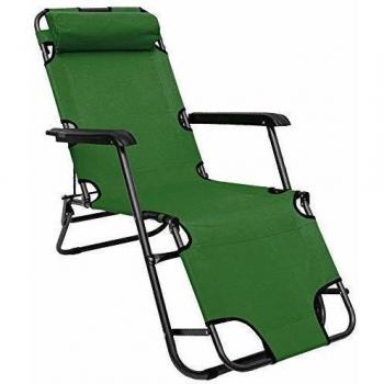 AMANKA Tumbona Plegable | Cómoda Silla de Playa 153 cm + Reposacabezas + Reposapiernas + Respaldo Reclinable | Verde