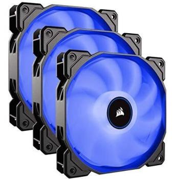Corsair AF120, Air Series LED - Paquete de 3 ventiladores de refrigeración silencioso de 120 mm, color azul