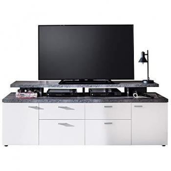 Mueble TV Lowboard Trendteam Mood Blanco y Gris Piedra 180 x 47 x 66 cm