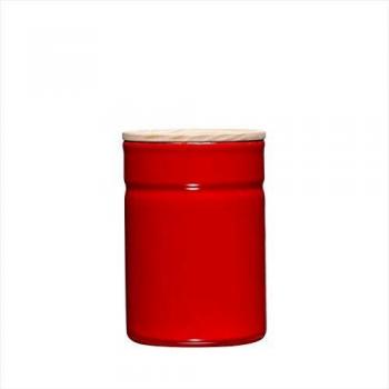Tarro de Almacenamiento Riess 525 ml Rojo con Tapa de Madera de Fresno