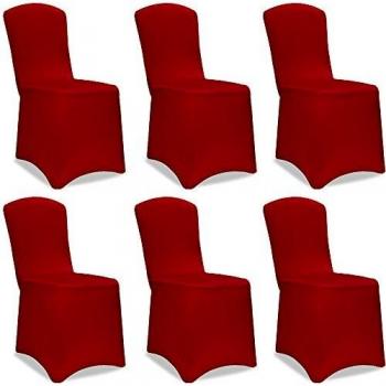 Set de 6 fundas elásticas para sillas color burdeos, ideales para bodas, fiestas y eventos