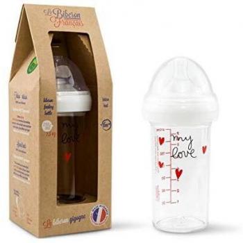 Biberón Anti-Cólicos My Love 210ml - Premium 6 Meses y Más - Col Ancho - Ligero y Duradero - Tetina M de 3 Velocidades en Silicona Pura - Libre de BPA,