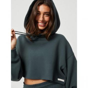 Björn Borg Studio Oversized Cropped Hoodie Green, XS