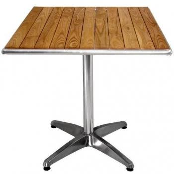 Mesa cuadrada Bolero de madera de fresno con 1 pata de aluminio, 700x700x720mm