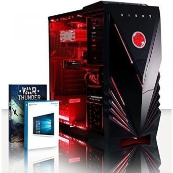 VIBOX Trion 49 - 4,0GHz Intel i7 Quad Core CPU, RX 460 GPU, Extremo, Ordenador de sobremesa para oficina Gaming con unidad central, Windows 10, Iluminaciàn interna rojo