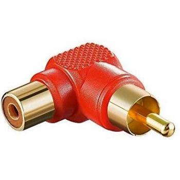 Adaptador RCA Macho a RCA Hembra Ángulo Recto Rojo - Paquete de 10 Unidades