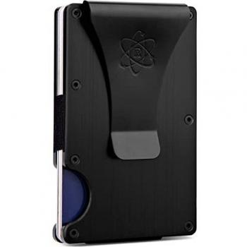 ROSSM Cartera para Hombre con Bloqueo RFID - Tarjetero Hombre Minimalista de Fibra de Carbono y Metal para Tarjetas de Crédito con Clip y Banda Elástica para Billetes