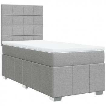 Cama box spring con colchón de muelles tela gris claro 90x190 cm