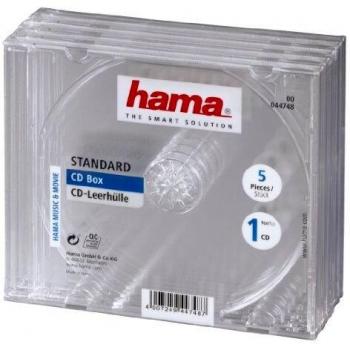 Hama 044748 - Caja para 1 CD, 5 unidades, color transparente