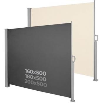 Toldo Lateral Retráctil 180 x 500 cm, Impermeable, Anti-UV, Antracita - Protección Solar y de Privacidad para Jardín y Terraza