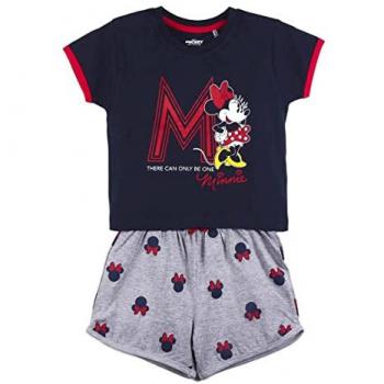 Pijama corto Minnie Mouse de algodón 100% azul marino para niña - Licencia Oficial Disney, Talla 6A