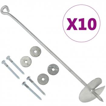 Anclajes de tierra 10 uds metal galvanizado 10x60 cm