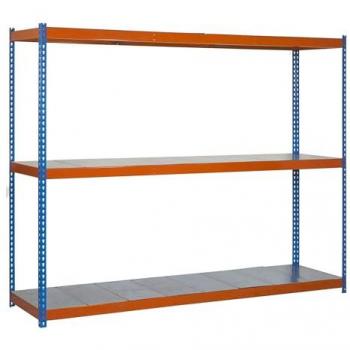 Estantería Metálica ECOFORTE 1506-3, Sin Tornillos, 3 Baldas, Alta Capacidad de Carga 400 kg, Dimensiones 2000x1500x600 mm, Colores Azul/N