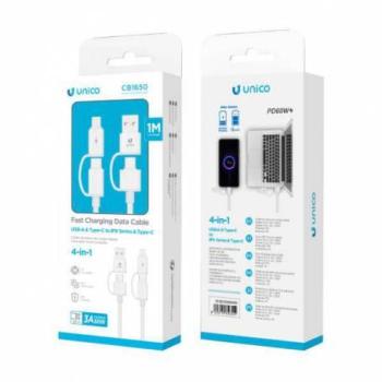 Cable USB Tipo C 3A 1m 4 en 1 Blanco