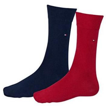 Calcetines Tommy Hilfiger Classic Hombre, Paquete de 2, Lisas, Rojo y Negro, Talla 43-46