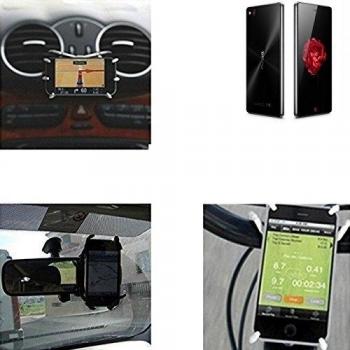 soporte para coche y para mesa etc. para ZTE Nubia Z9 Mini, negro araña. montaje de la salida aire, espejo retrovisor, bicicletas, etc. Trípode - K-S-Trade