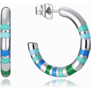Pendientes Viceroy Chic de acero con rayas de esmalte azules