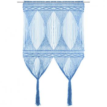 Cortina de macramé azul 140x240 cm en algodón
