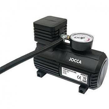 Jocca - Compresor de aire | Hinchador neumáticos coches y motos | Ruedas Bicicleta | Balones | Manguera Goma 16mm | Cable 3 metros