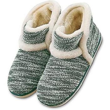 Zapatillas Casa Bota para Unisexo Antideslizante Pantuflas Invierno Pelusa Verde 39/40 EU