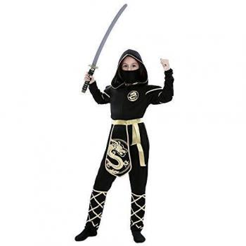 EUROCARNAVALES Disfraz de Ninja Negro y Dorado para niña