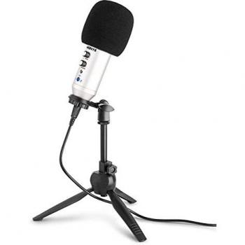 Vonyx CM320S Micrófono de Estudio USB Plateado con Echo con Interface de Audio incorporada y Salida de Auriculares