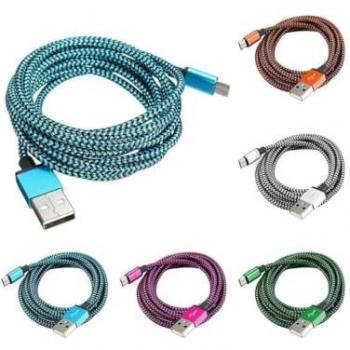 Cable Micro USB Trenzado de 2 Metros Cargador Universal para Smartphone Android
