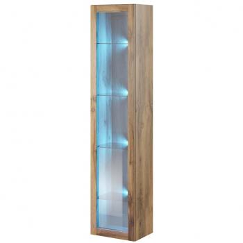 Cama Wig Vigo180 con vitrina y armario para pared en roble Wotan