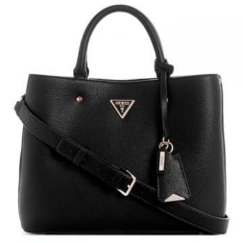 Guess Meridian Black Three-Compartment Handbag with Logo for Women
